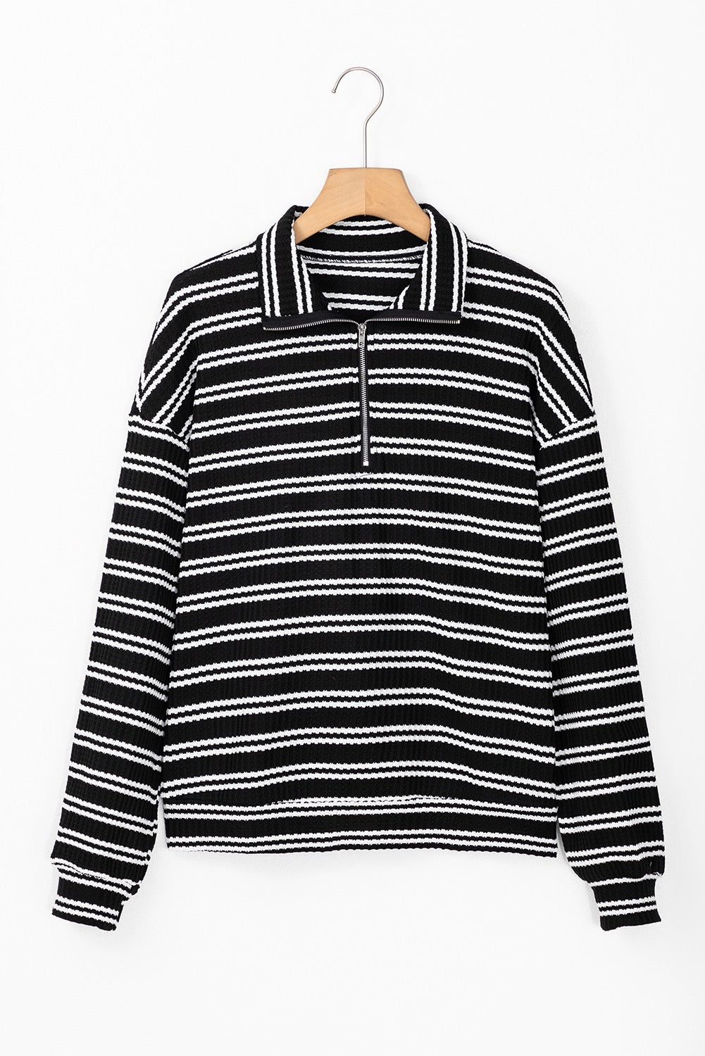 Black stripe zipper top