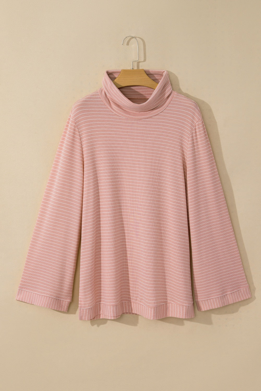 Pink cowl neck long sleeve top