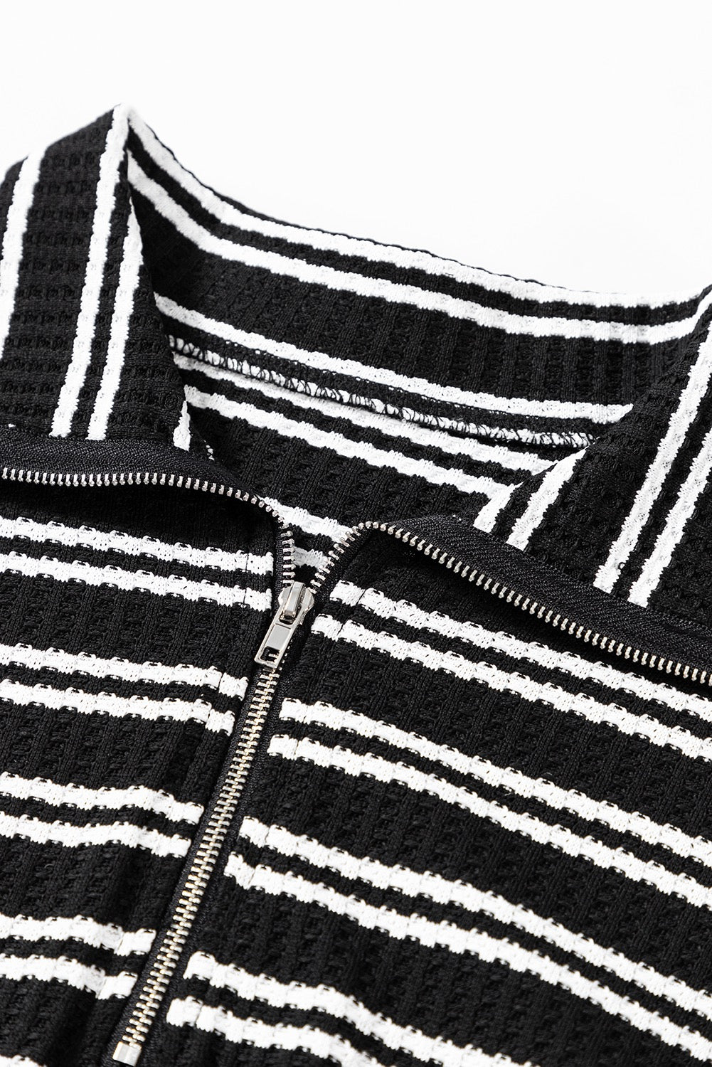 Black stripe zipper top