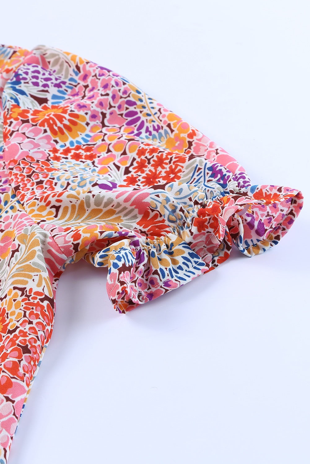 Mixed floral bubble sleeve blouse