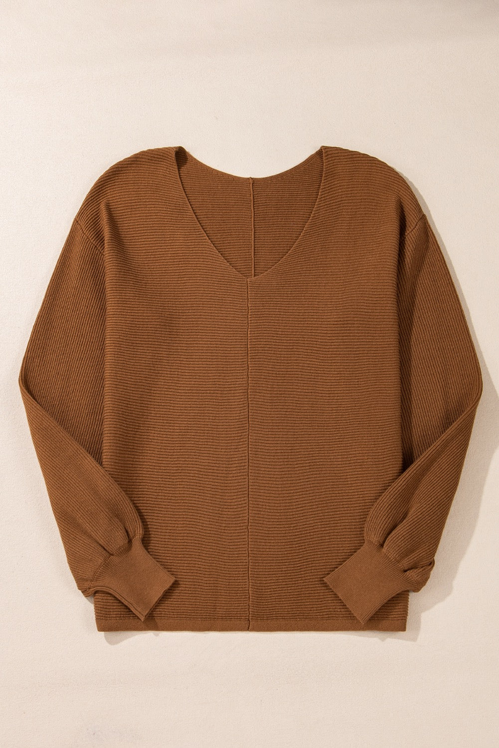 Caramel drop shoulder knit sweater