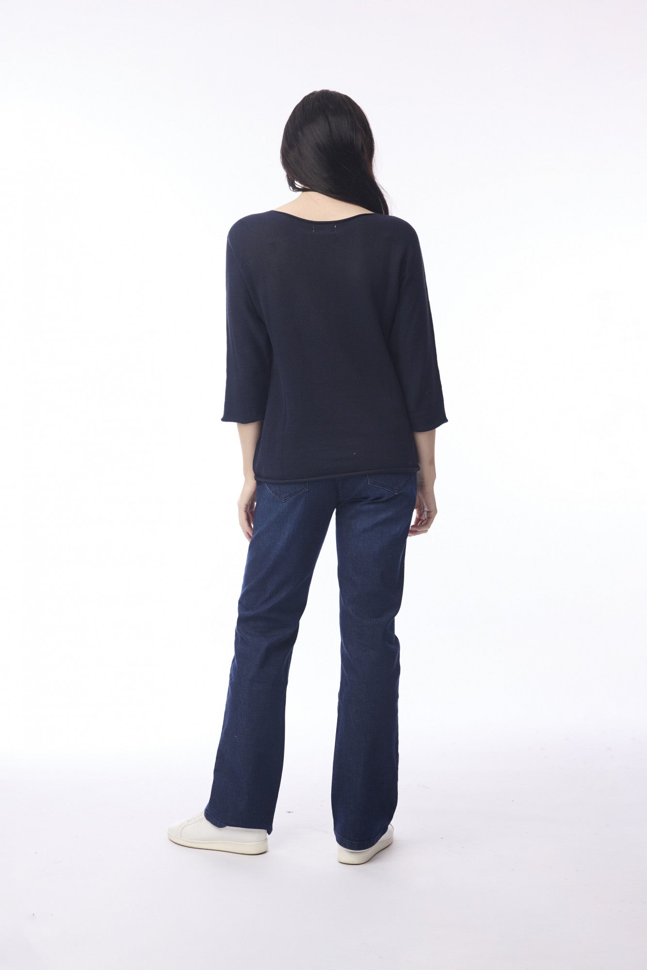 Knit Top Boat Neck 3/4 Sleeve