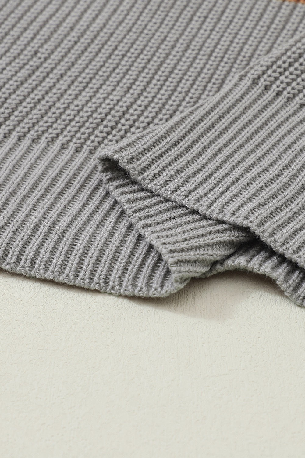 Chestnut block colour knit sweater