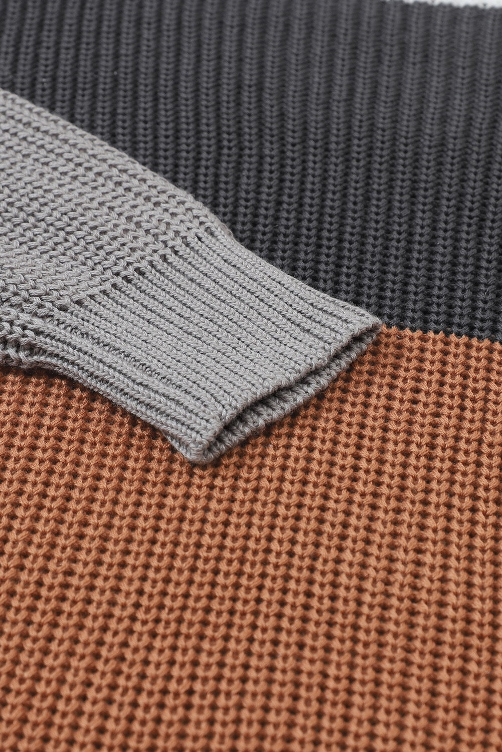 Chestnut block colour knit sweater