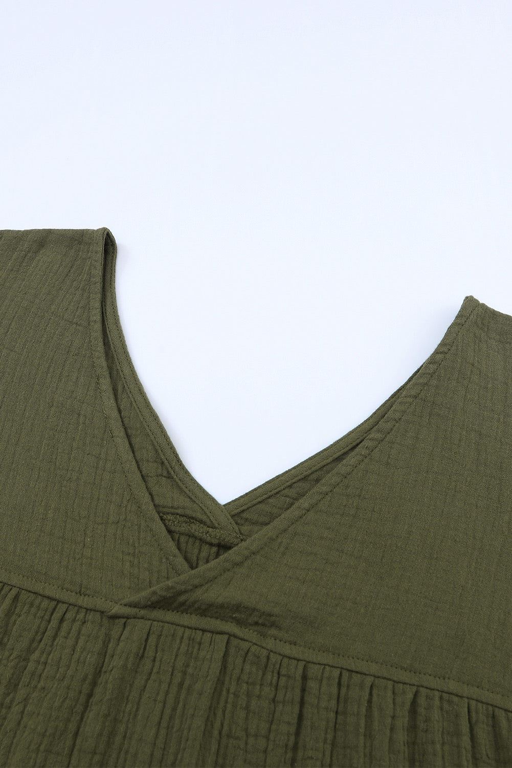 Green textured babydoll blouse