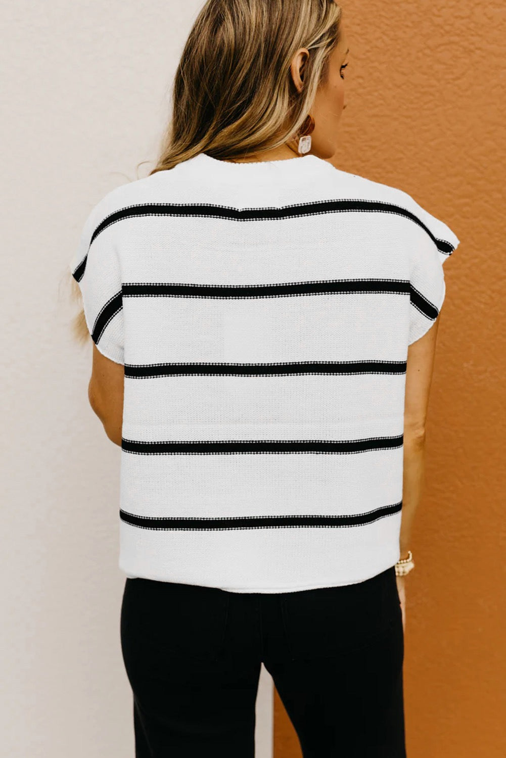 White striped batwing sweater