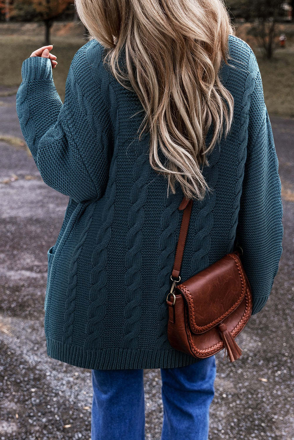 Teal longline cardigan