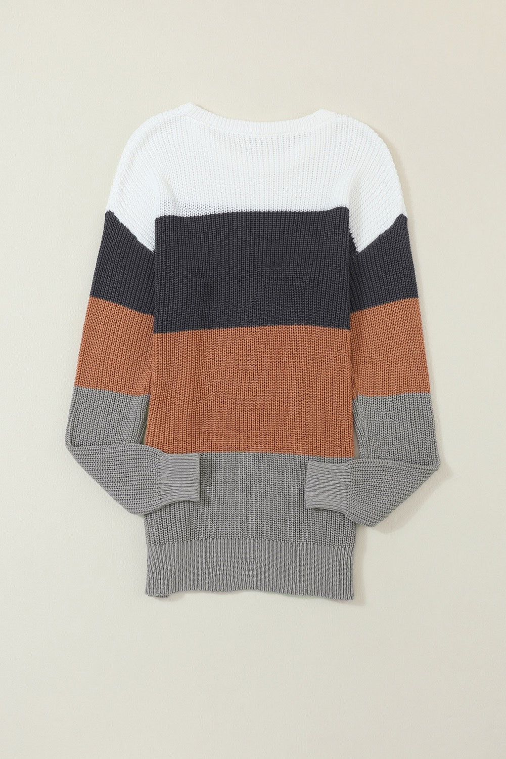 Chestnut block colour knit sweater