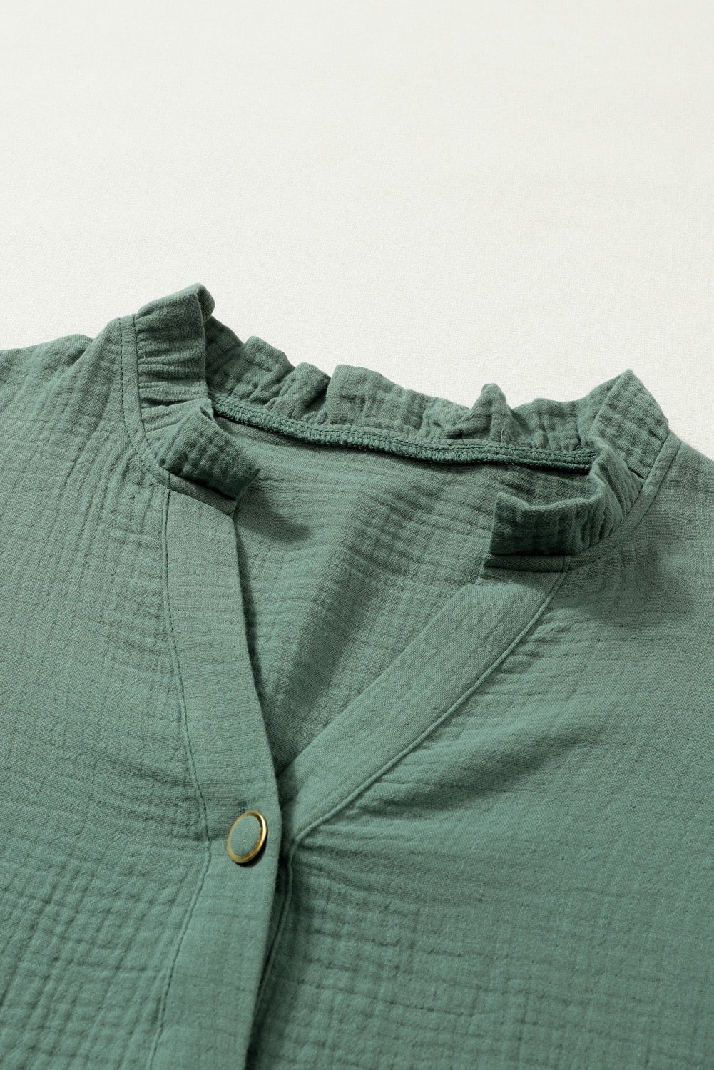 Green frill crinkle shirt