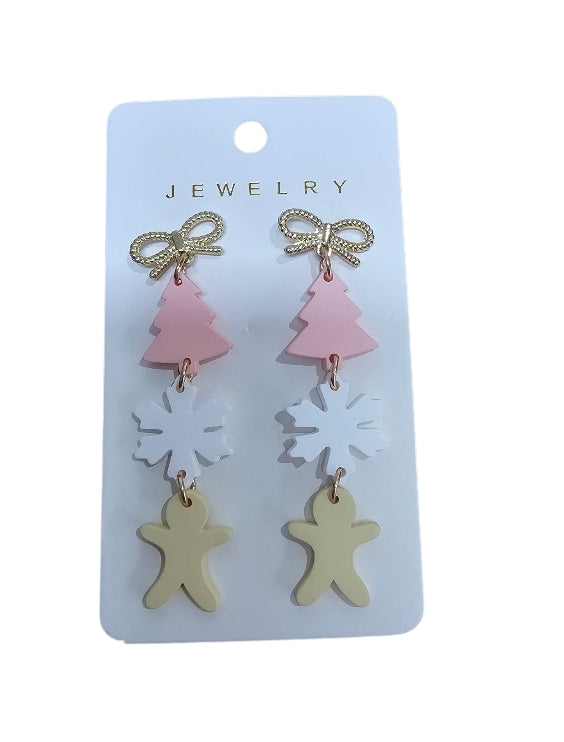 Christmas Pink Tree Earrings
