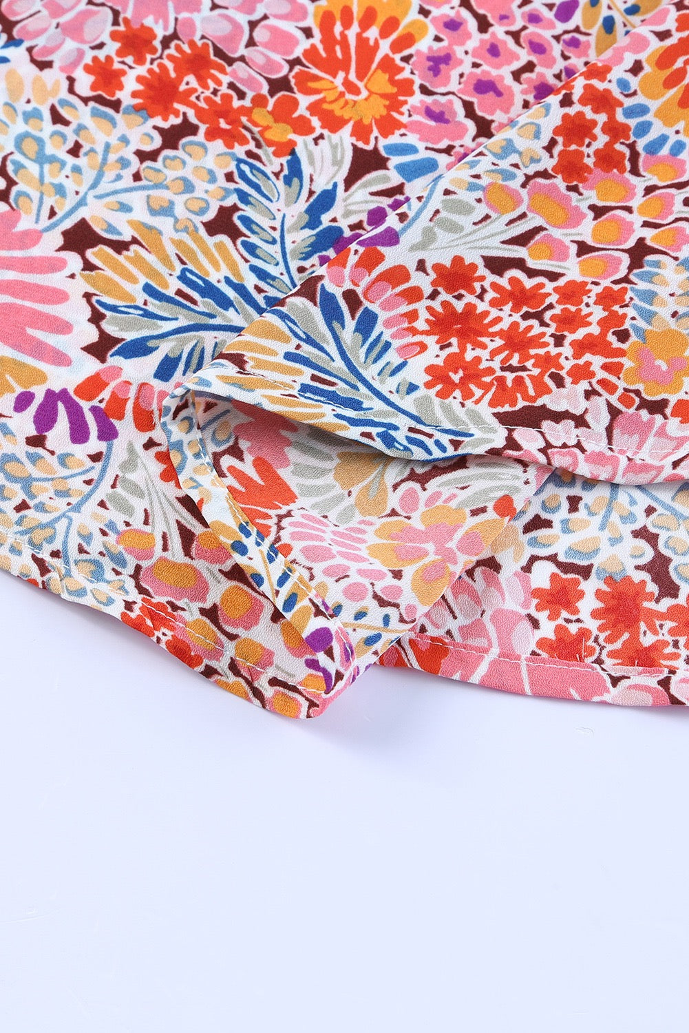 Mixed floral bubble sleeve blouse