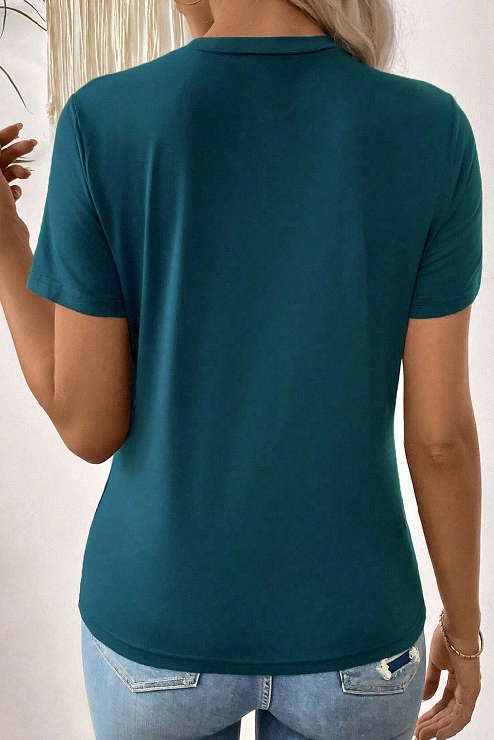 Teal sapphire toothpick stripe T-shirt