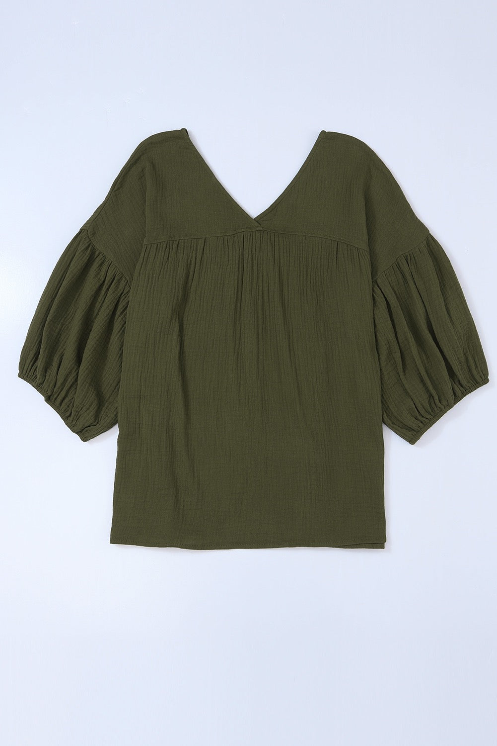 Green textured babydoll blouse