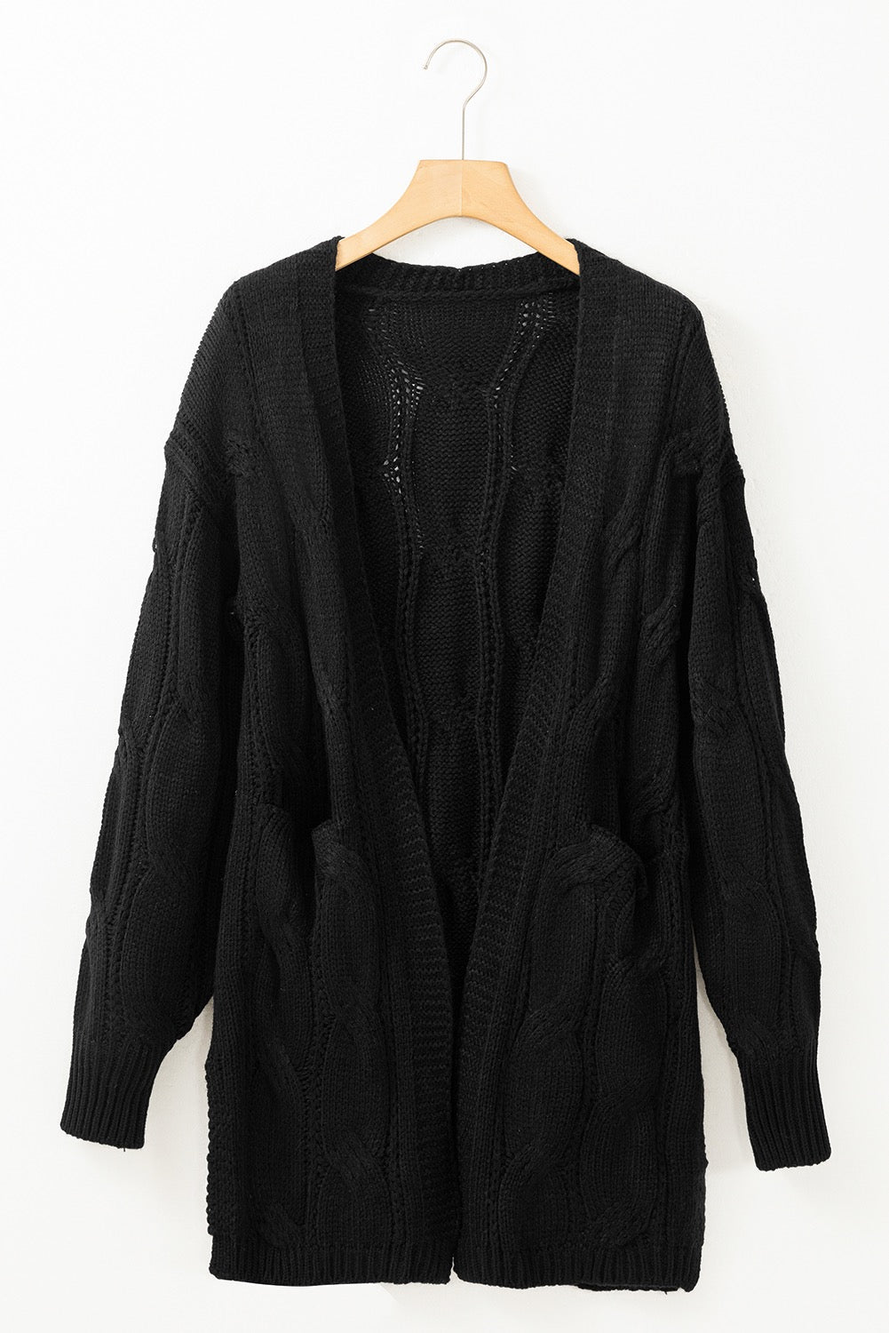Black cable knit cardigan