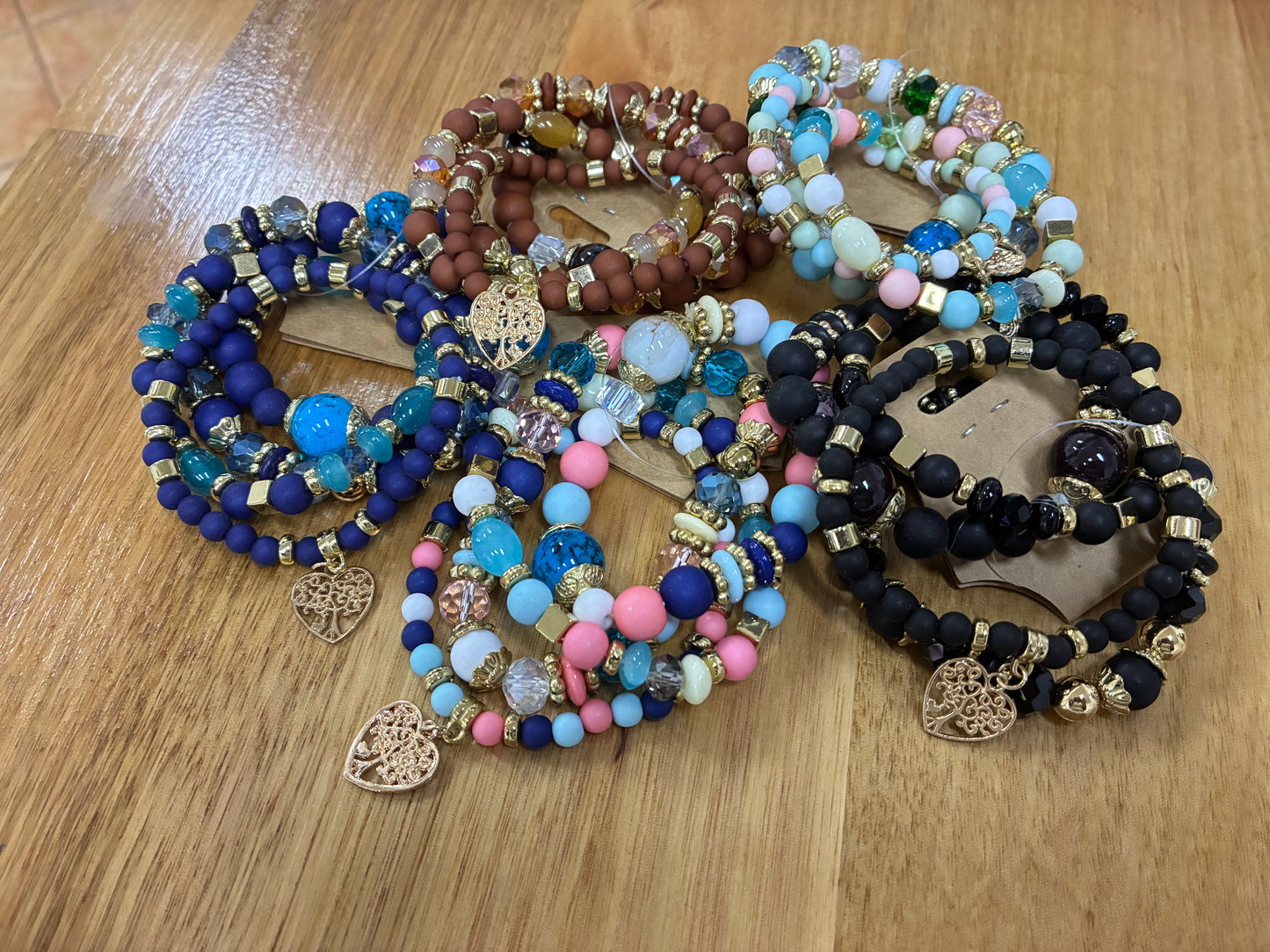 4 Piece Beaded bracelet sets- Multi Colours Available