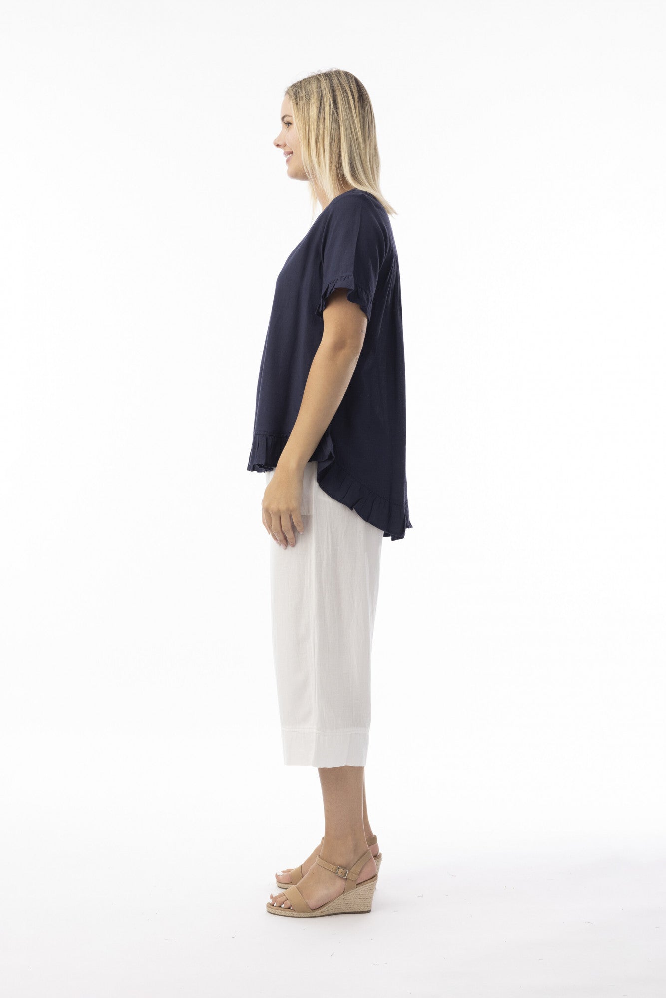 Navy Linen Essentials top