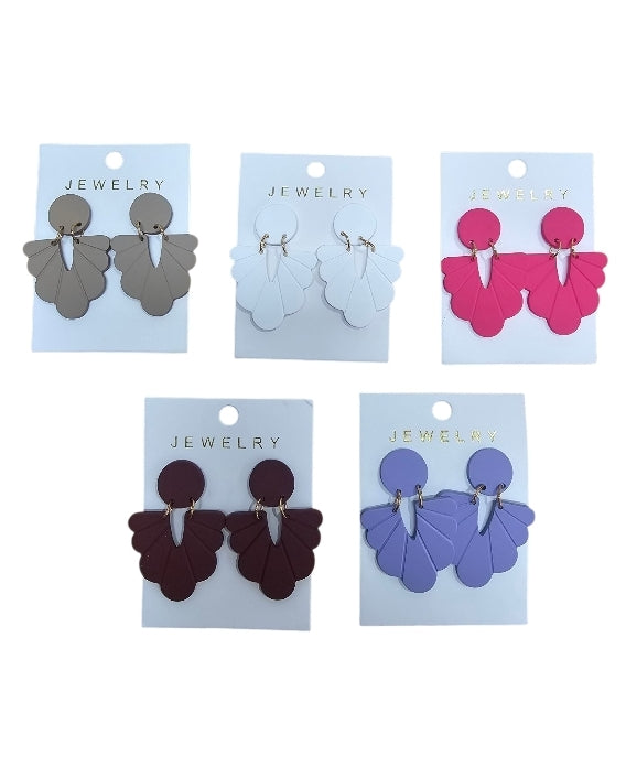 Fan Shape Earrings - Available in 5 Colours