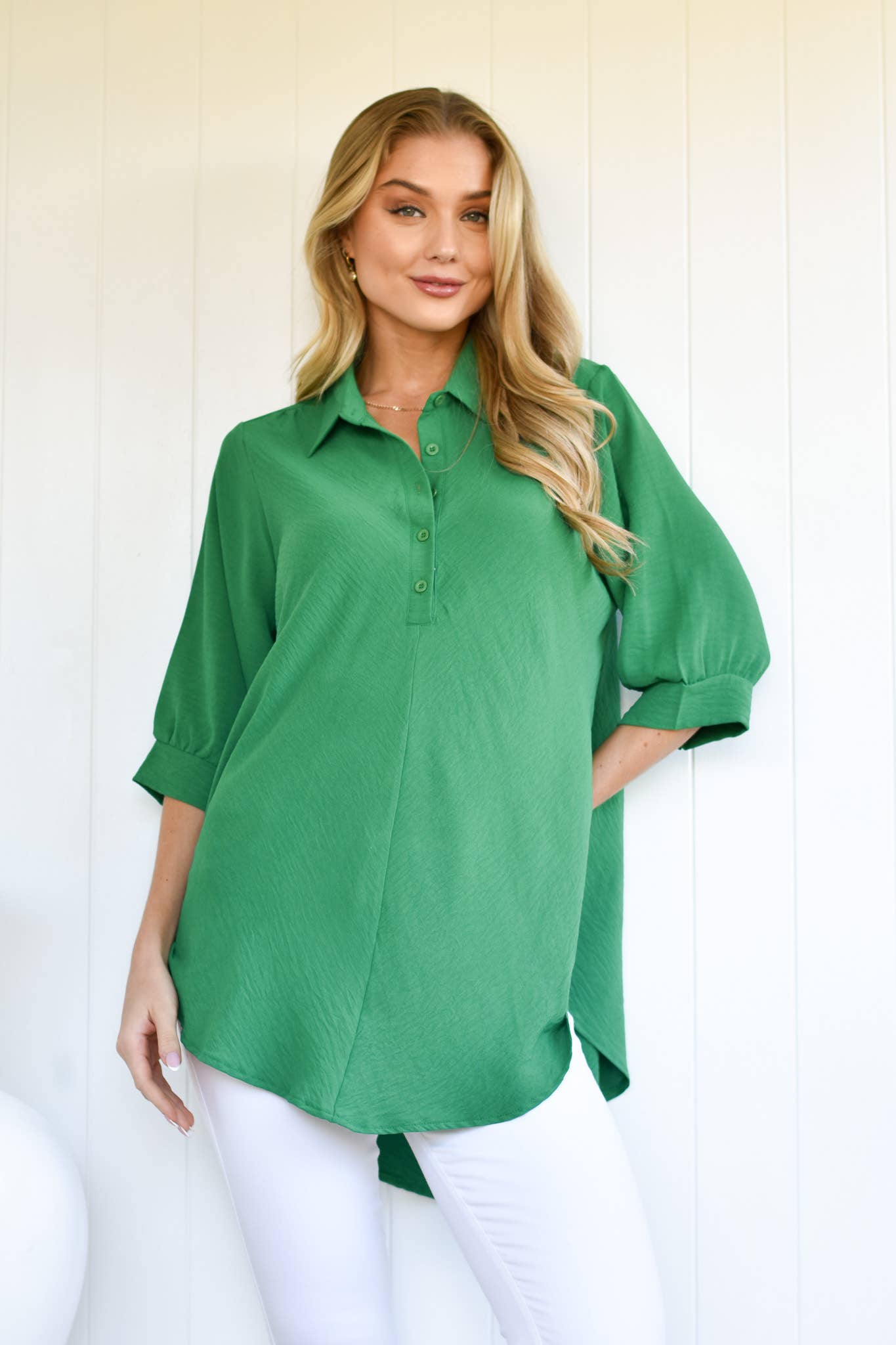 GREEN FLOWY SHIRT