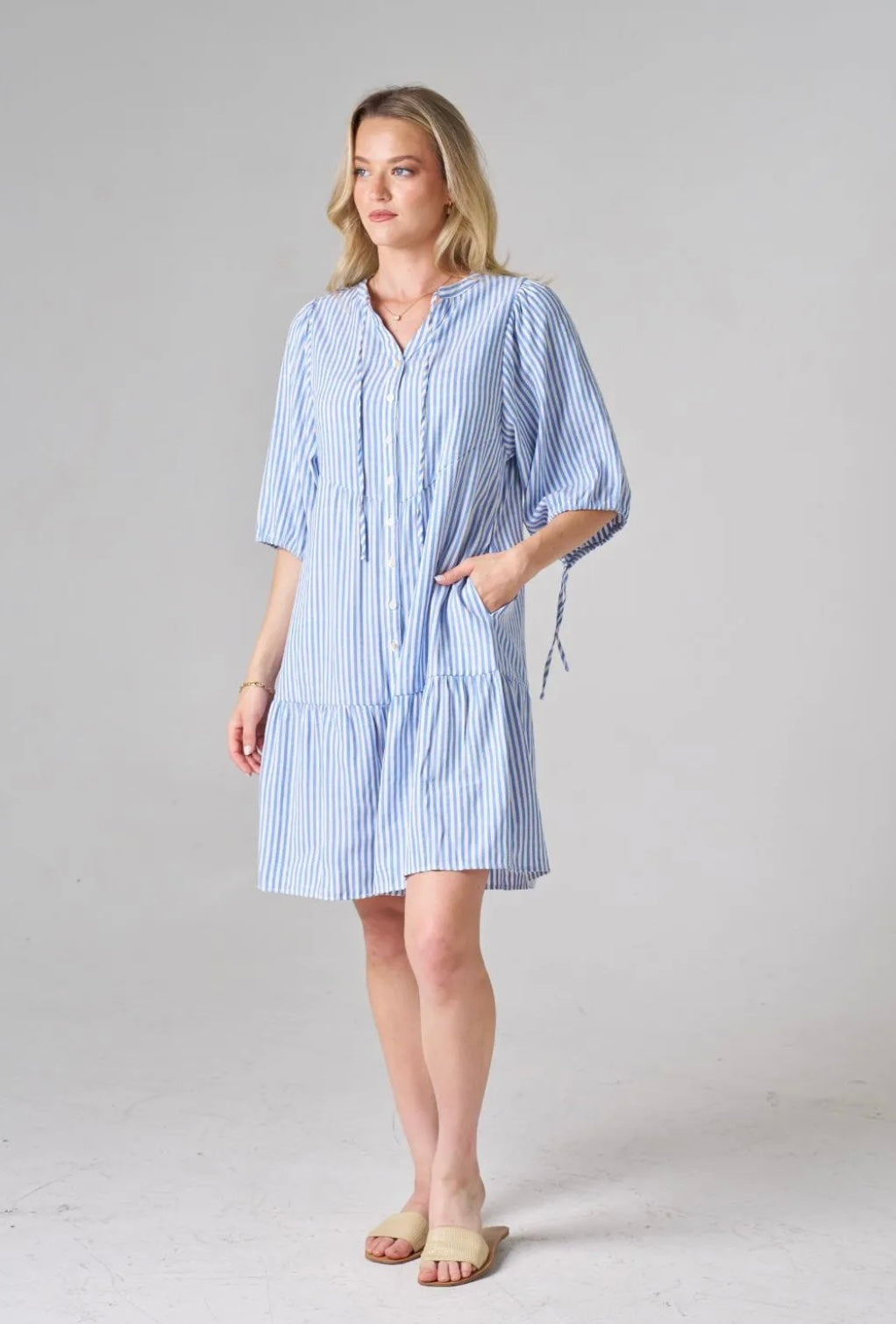 GUINEVE DRESS BLUE STRIPE
