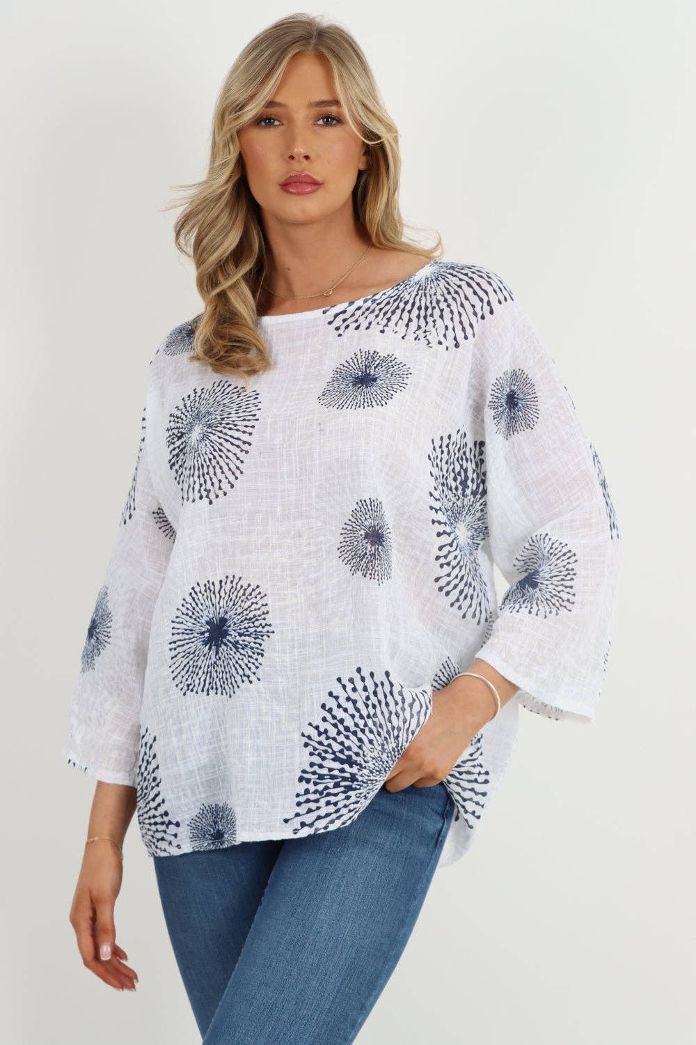 Italian Floral Print Cotton Top