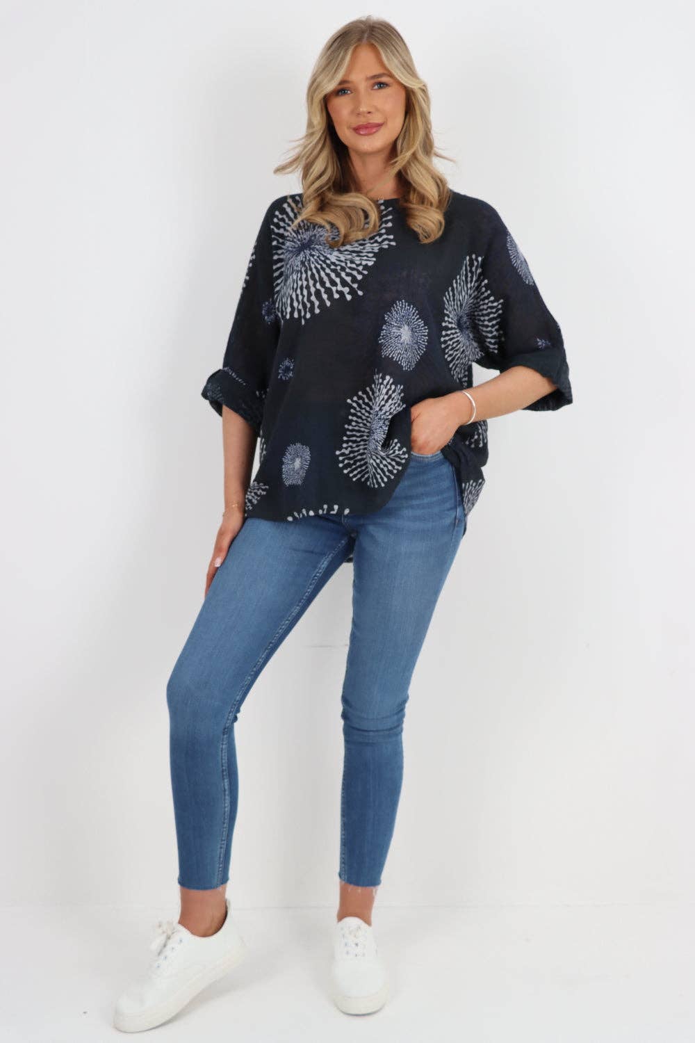 Italian Floral Print Cotton Top