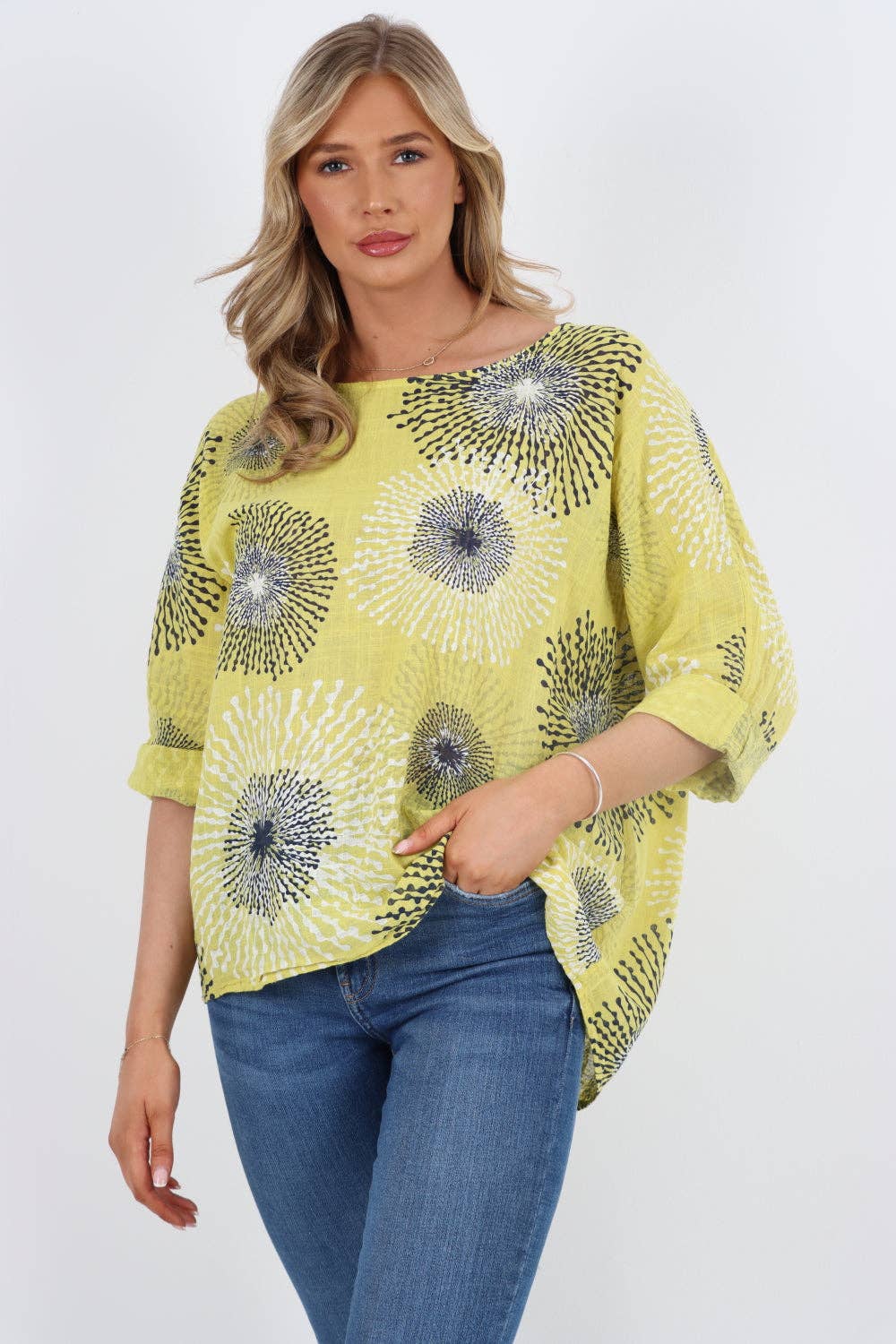 Italian Floral Print Cotton Top