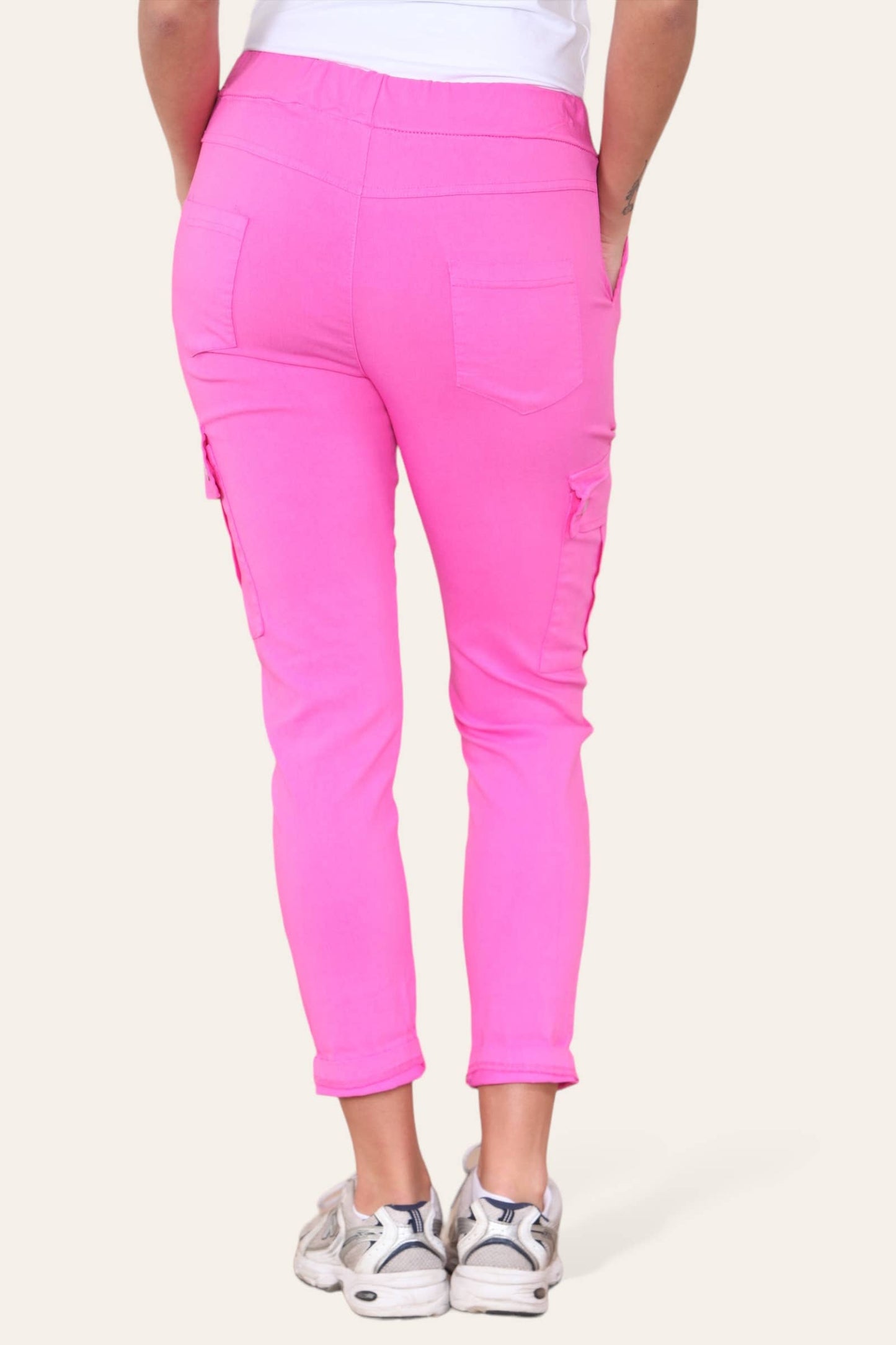 Plain Cargo Stud Pocket Bi-Stretch Magic Trousers