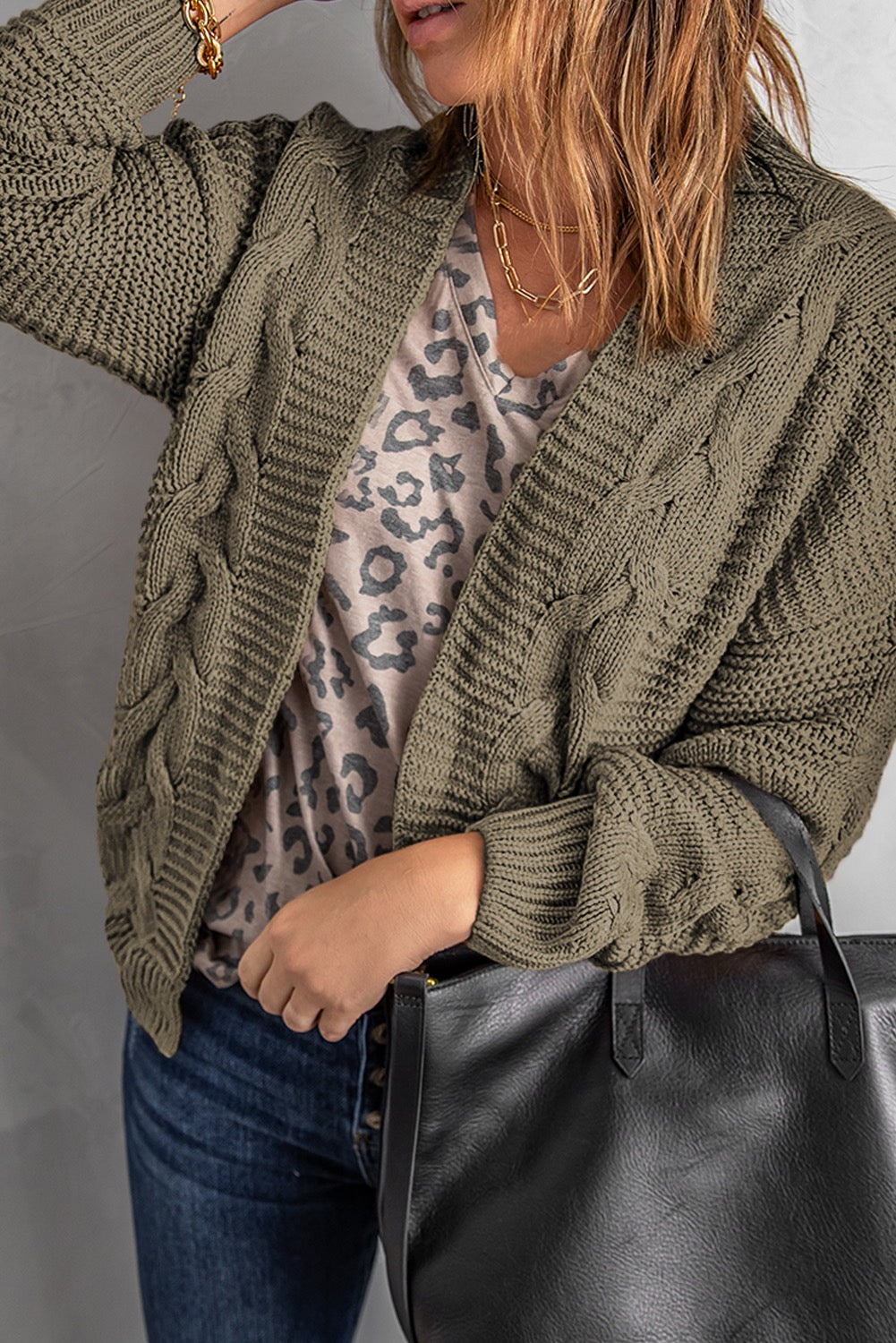 Olive chunky knitted cardigan