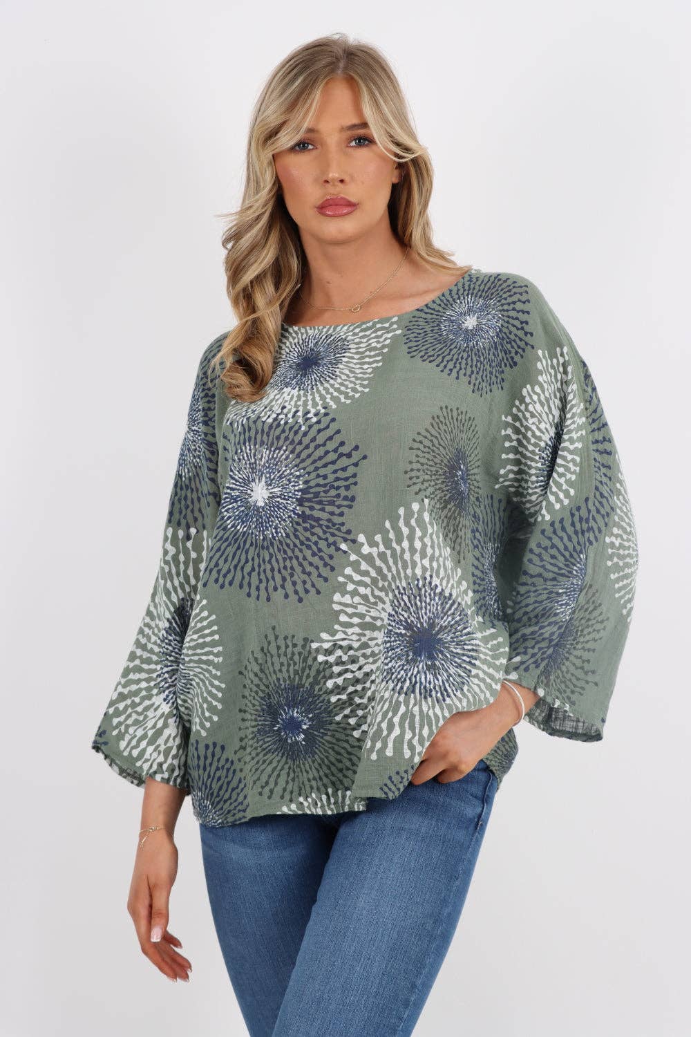 Italian Floral Print Cotton Top
