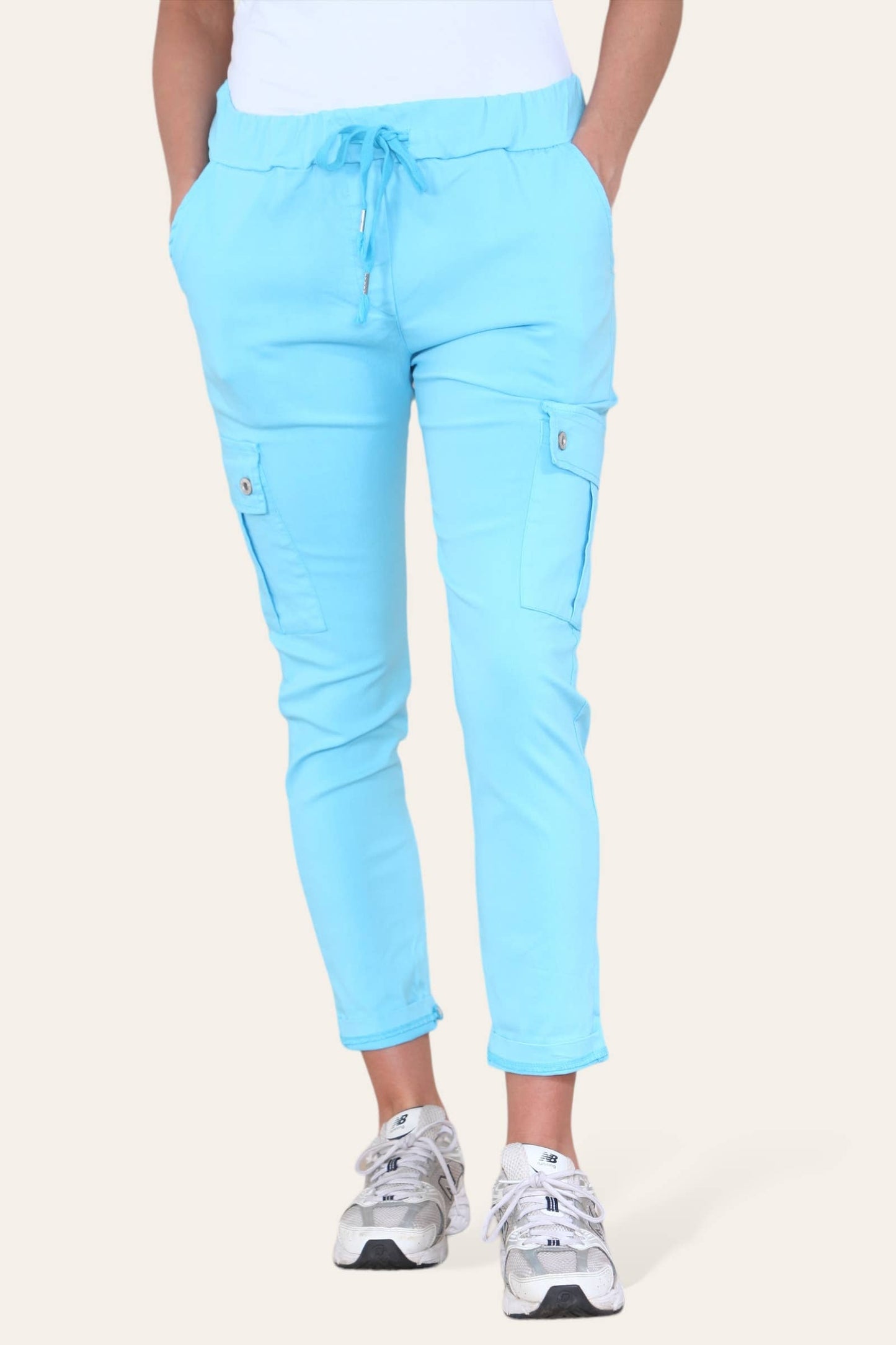 Plain Cargo Stud Pocket Bi-Stretch Magic Trousers