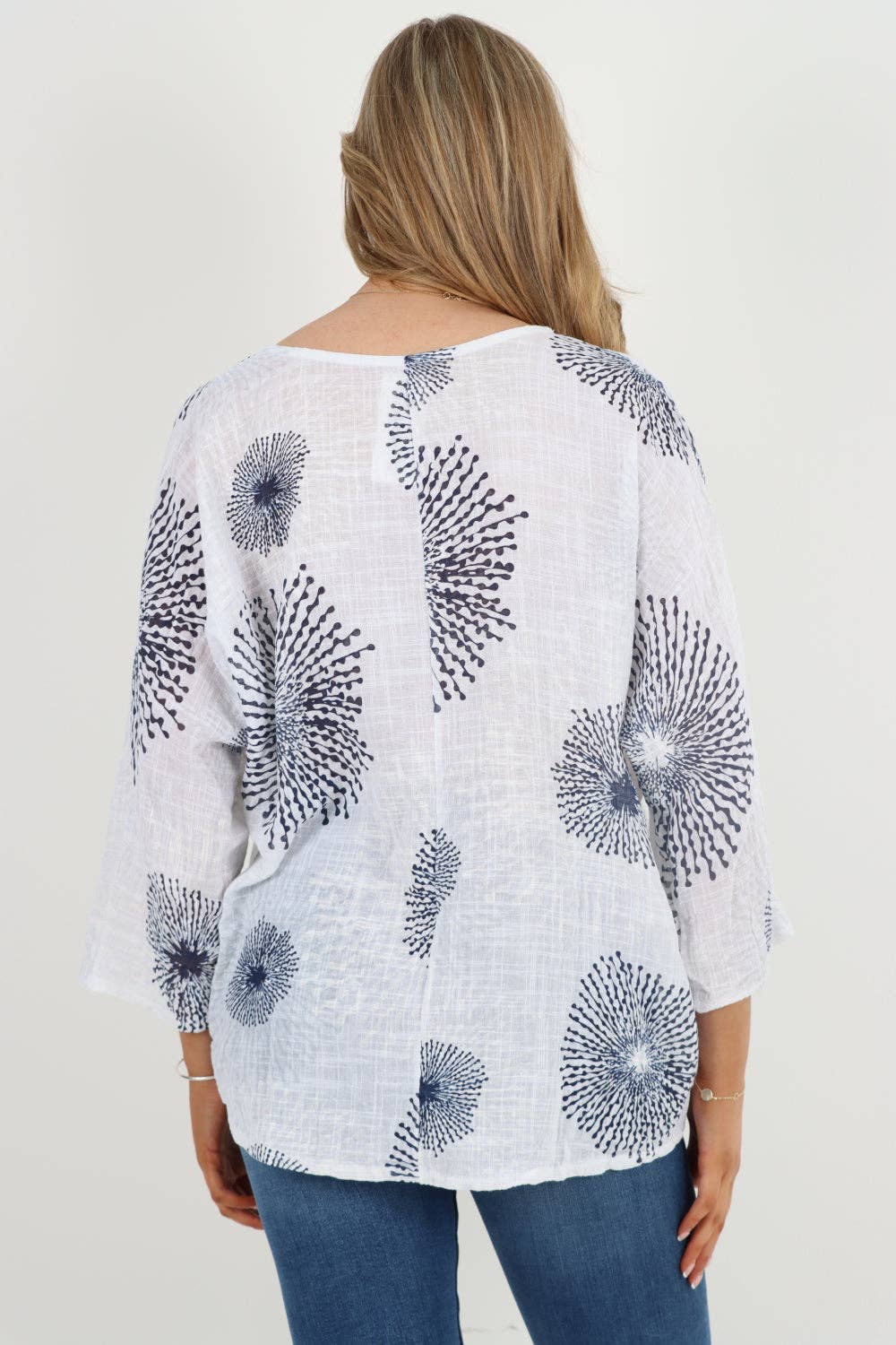 Italian Floral Print Cotton Top