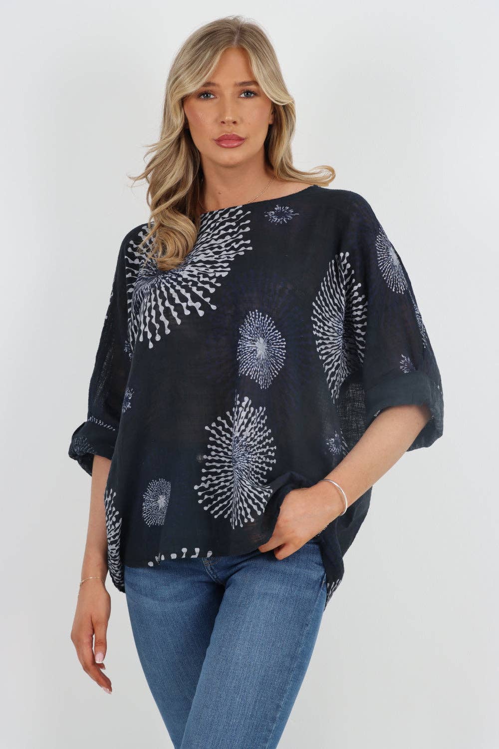 Italian Floral Print Cotton Top