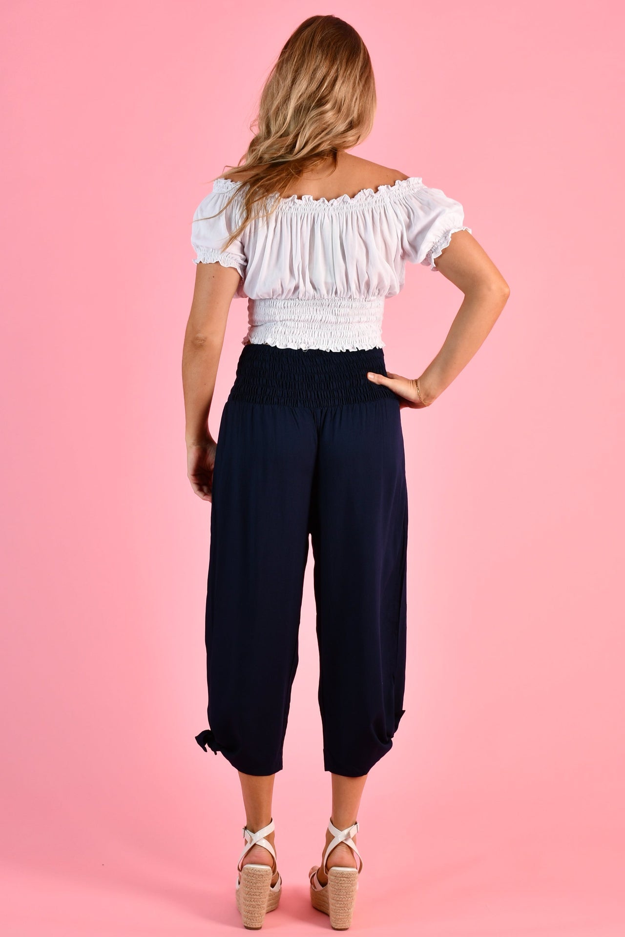 3/4 Side Tie Rouched pants