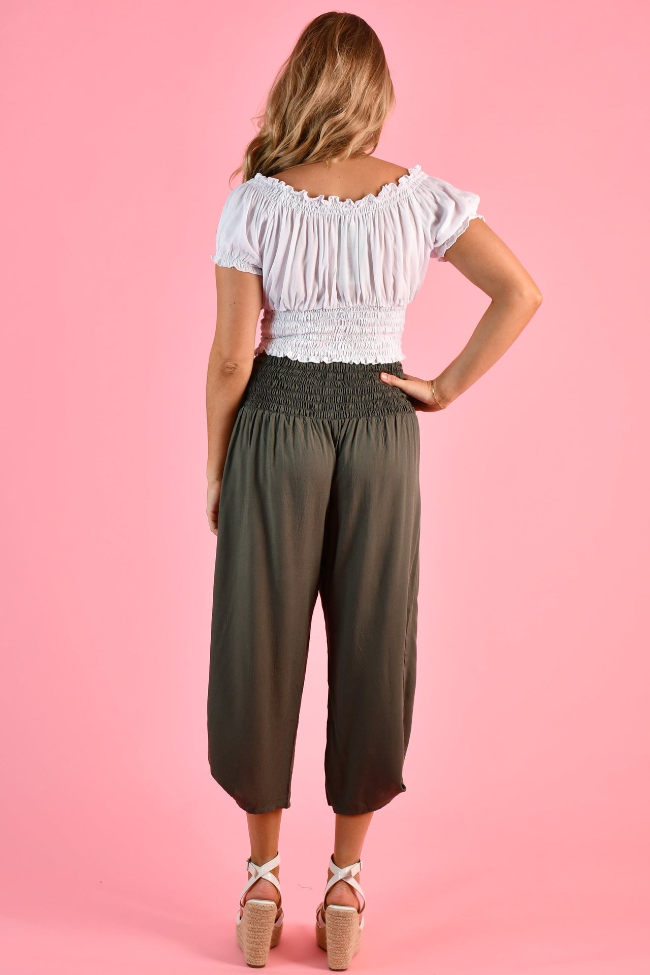 3/4 Side Tie Rouched pants