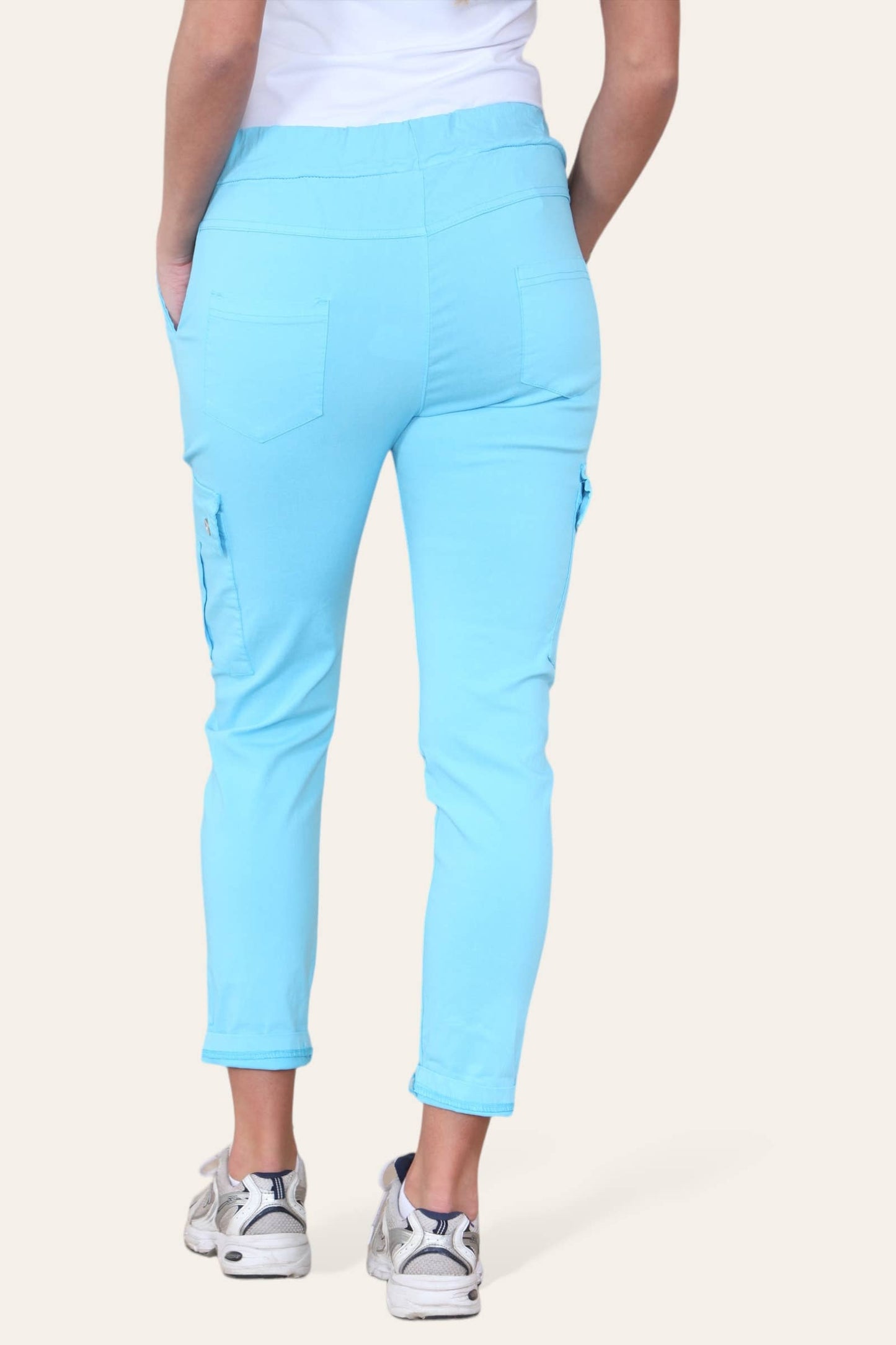 Plain Cargo Stud Pocket Bi-Stretch Magic Trousers