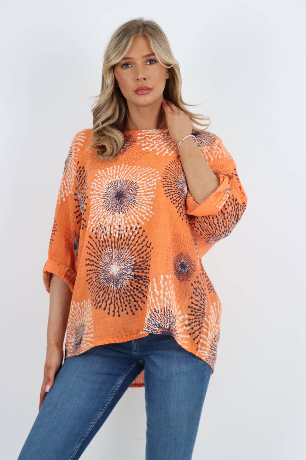 Italian Floral Print Cotton Top