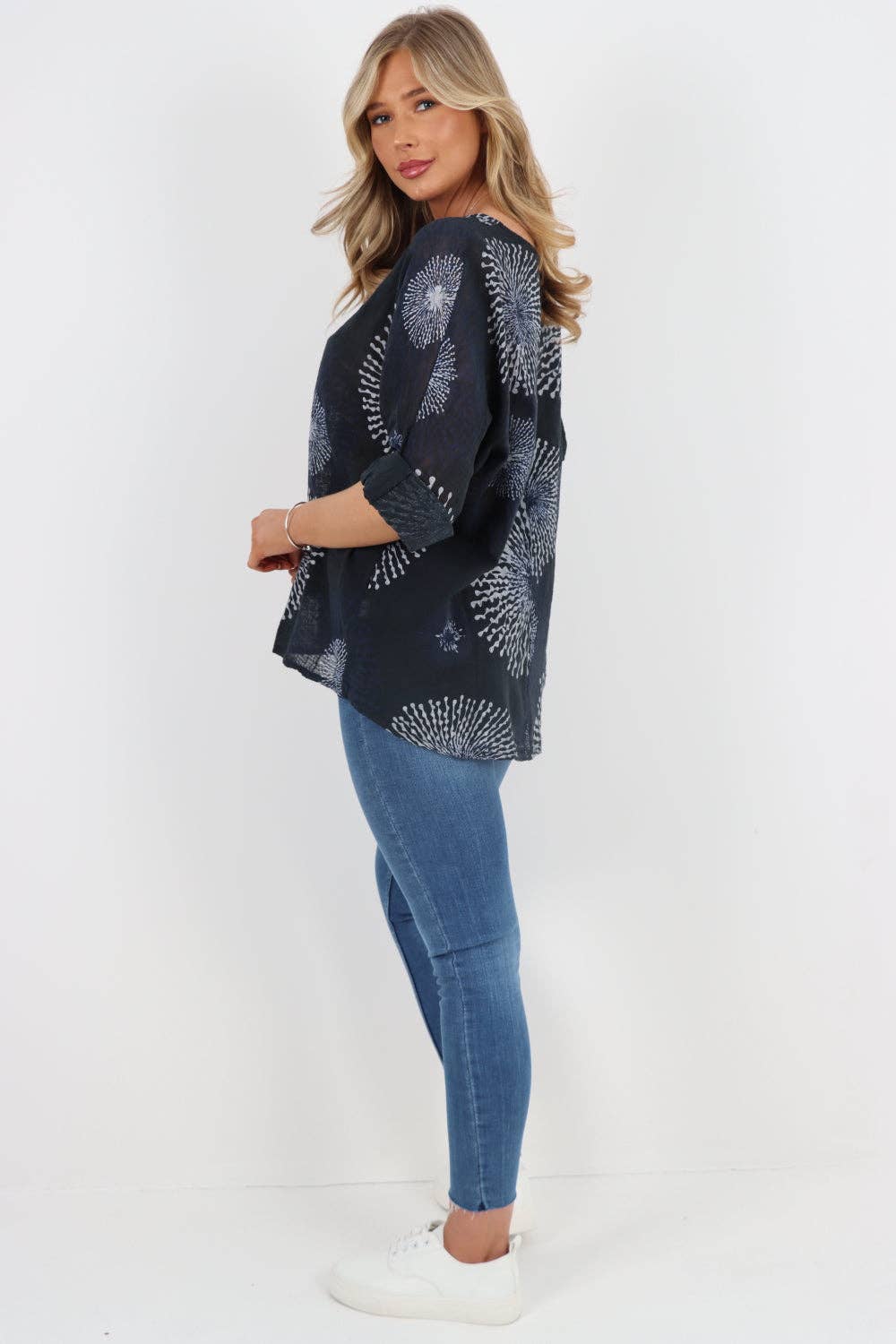 Italian Floral Print Cotton Top