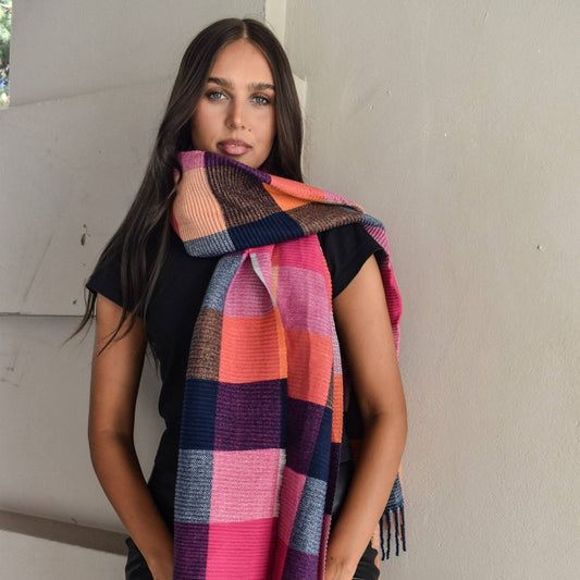 Overlapping Checkers Winter Scarf