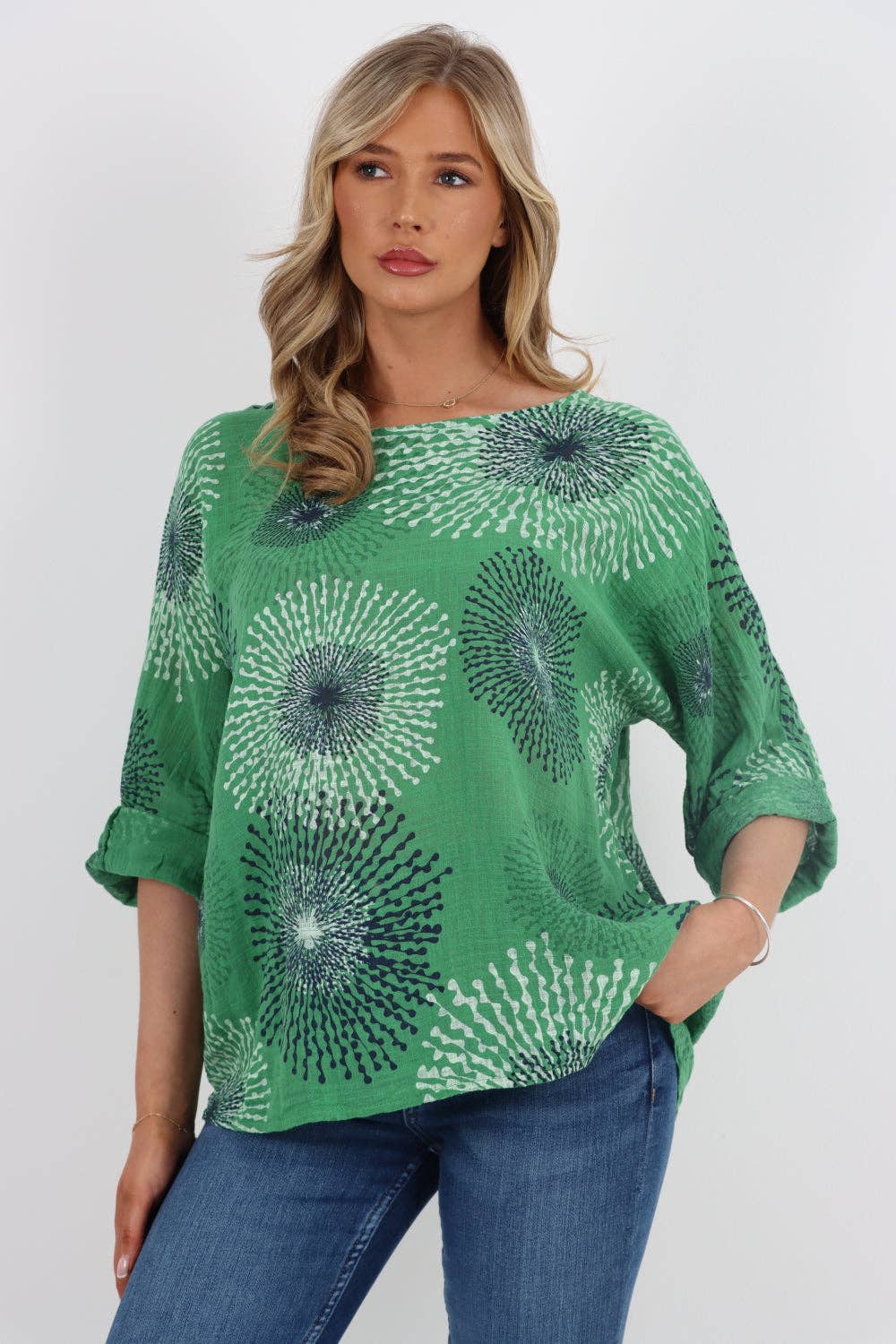Italian Floral Print Cotton Top