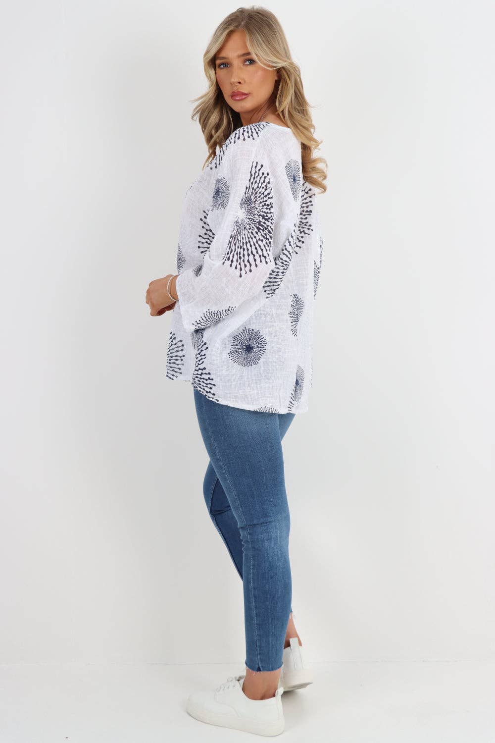 Italian Floral Print Cotton Top