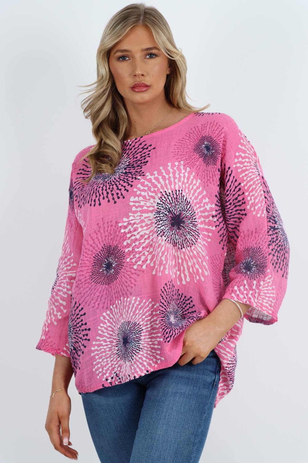 Italian Floral Print Cotton Top