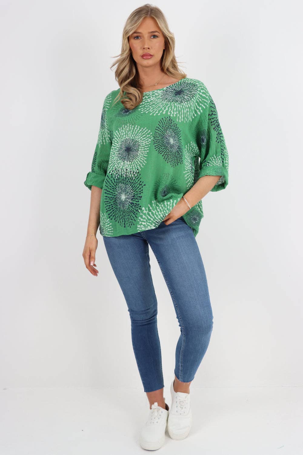 Italian Floral Print Cotton Top