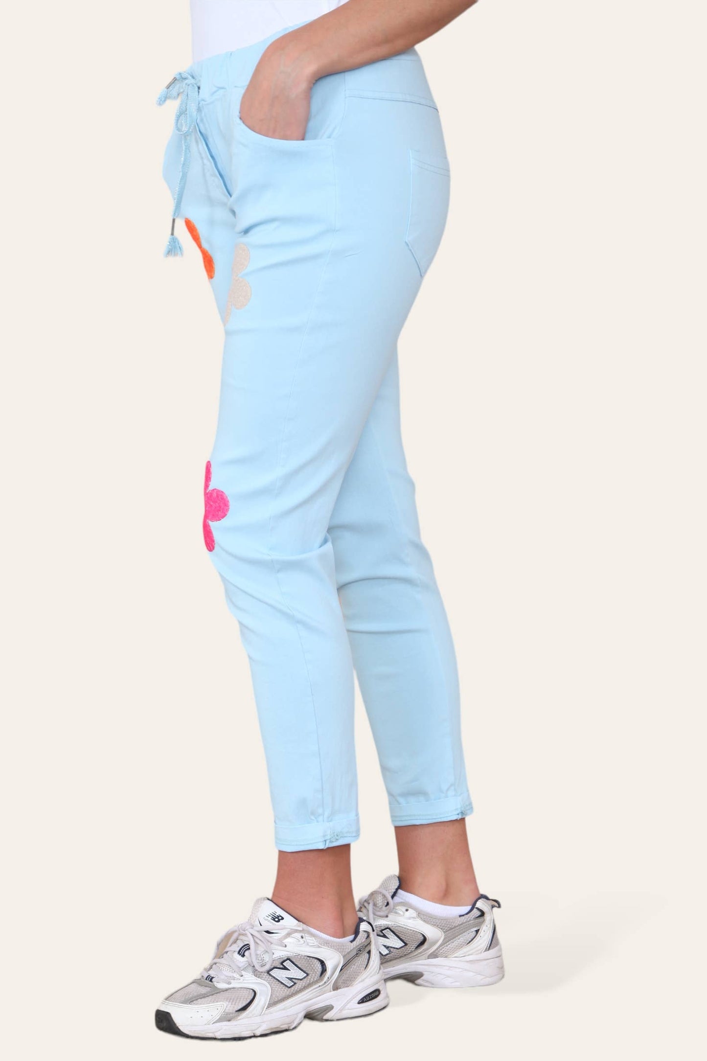 Plain Cargo Stud Pocket Bi-Stretch Magic Trousers