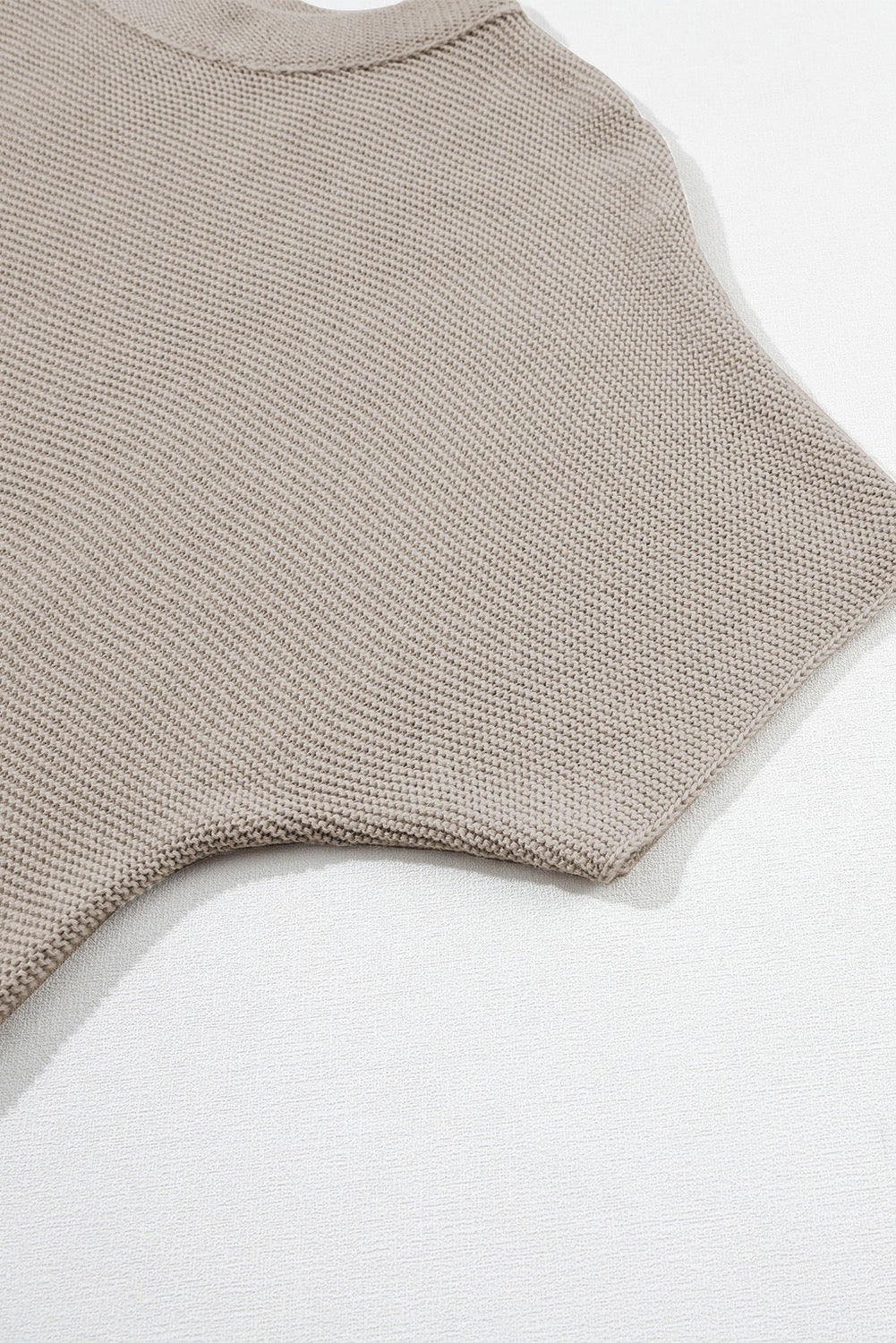 Beige high neck short sleeve sweater