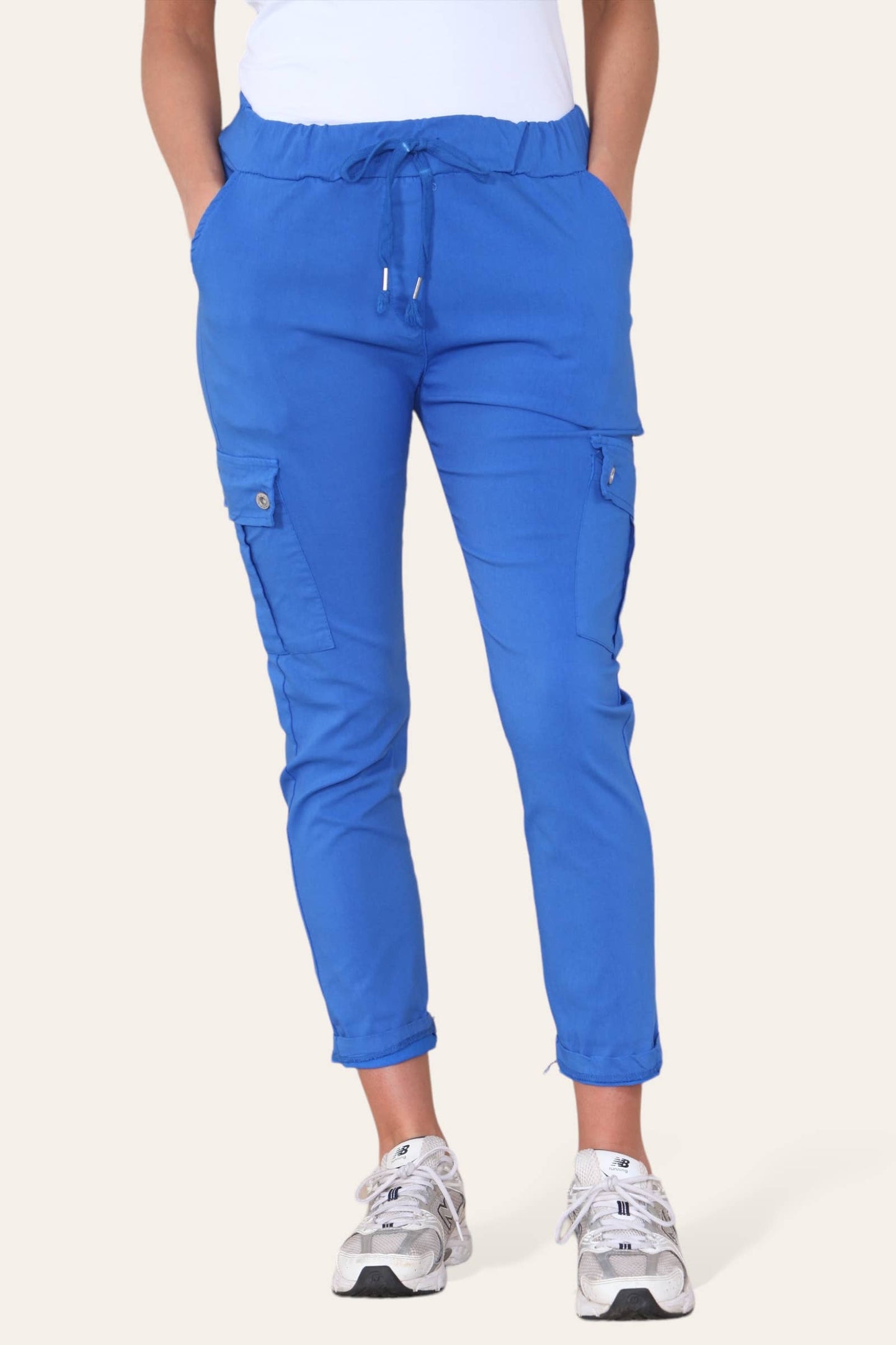 Plain Cargo Stud Pocket Bi-Stretch Magic Trousers