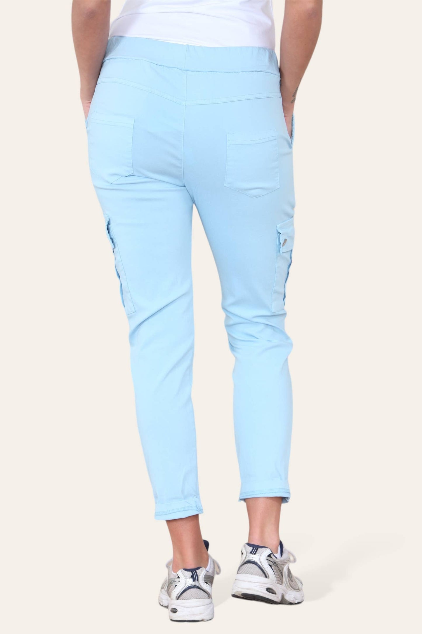 Plain Cargo Stud Pocket Bi-Stretch Magic Trousers