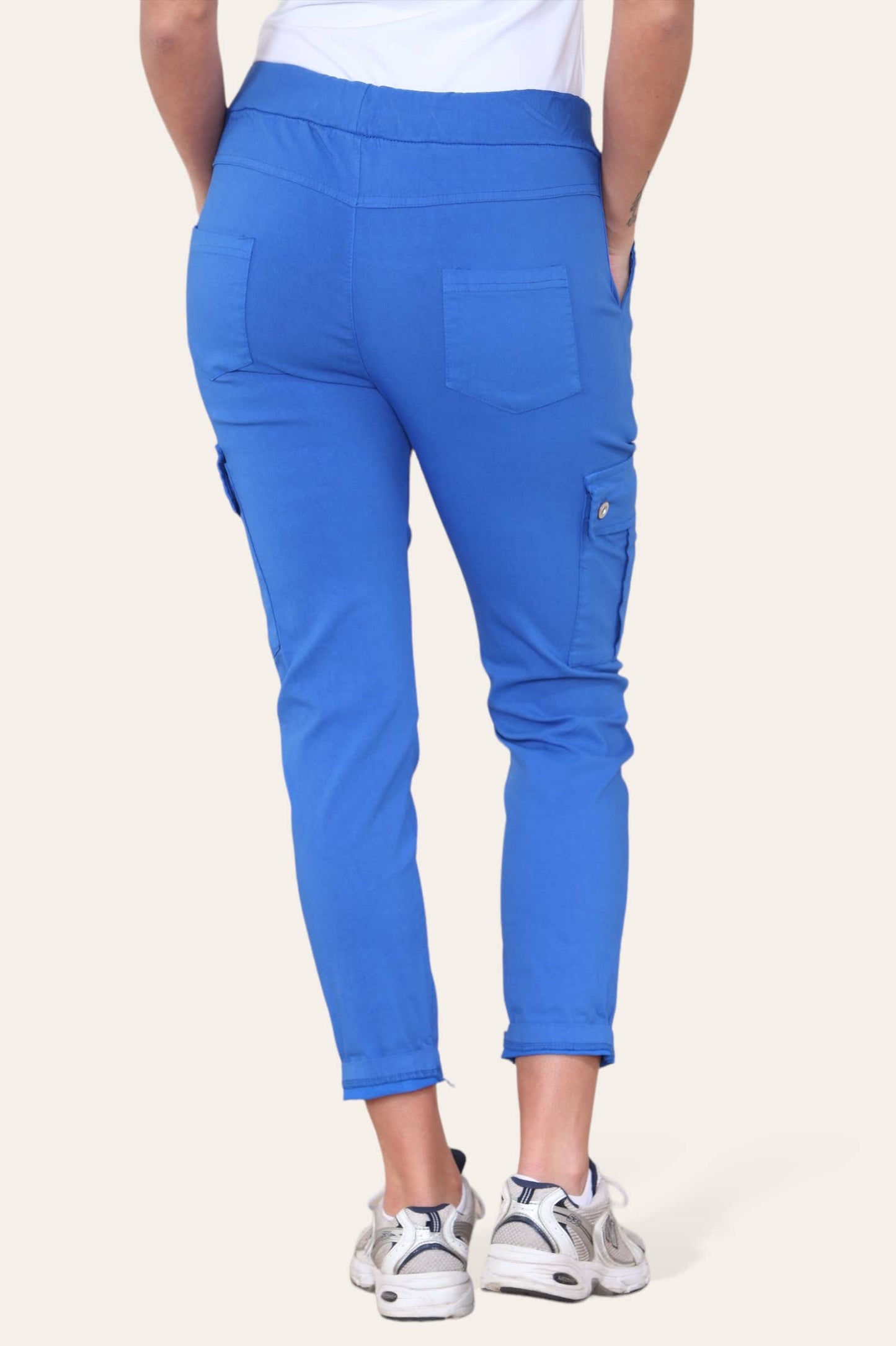 Plain Cargo Stud Pocket Bi-Stretch Magic Trousers