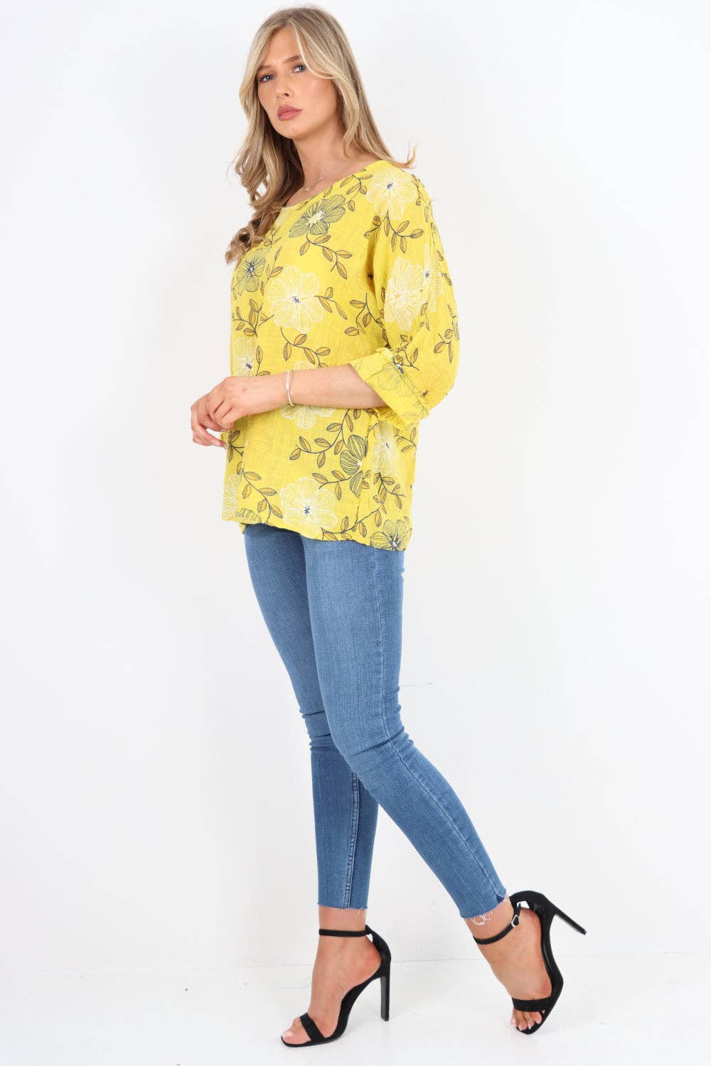 Italian Leaf Floral Print Cotton Top