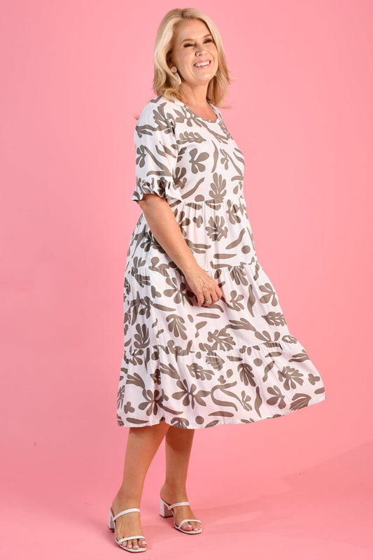 Paradise Dress - coral white