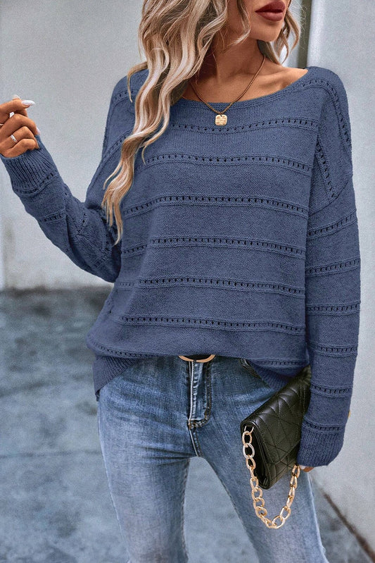 Boat neck drop shoulder sweater
